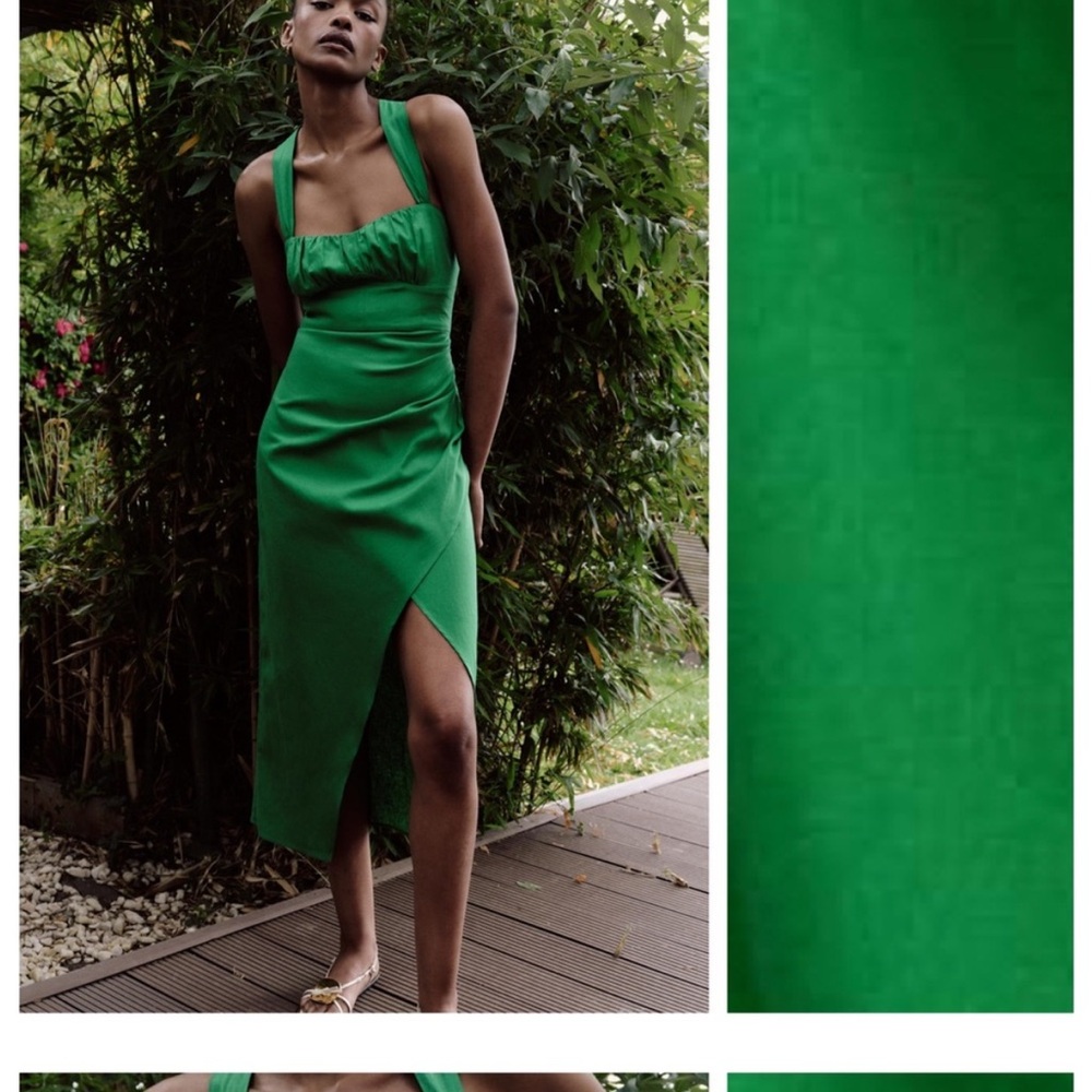 Zara ruched linen dress in size Medium. New